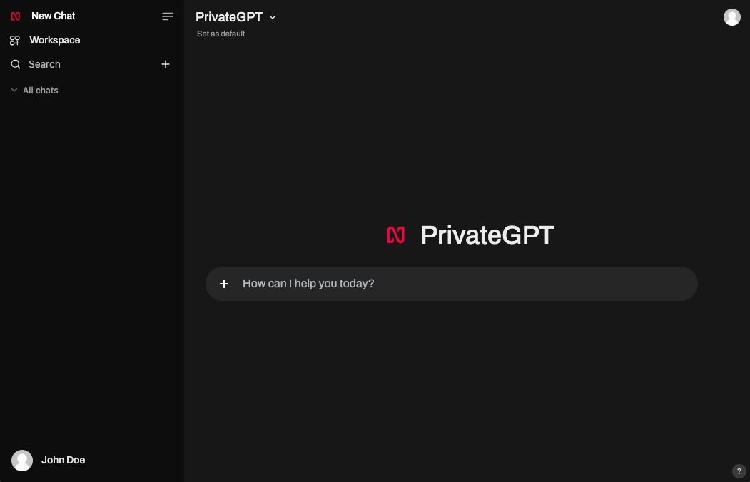 The chat interface