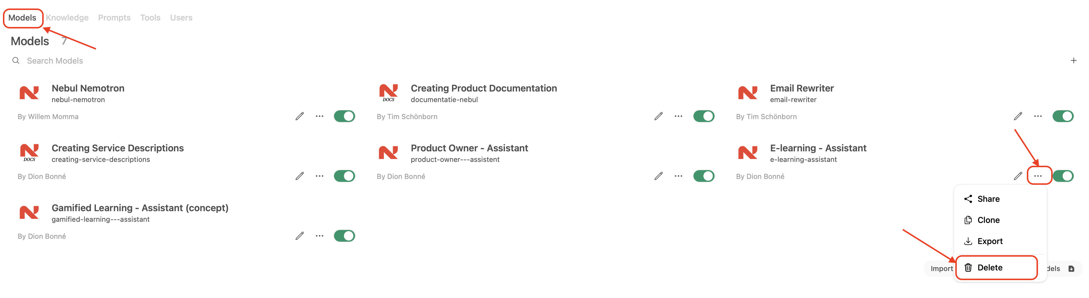 deleting assistant