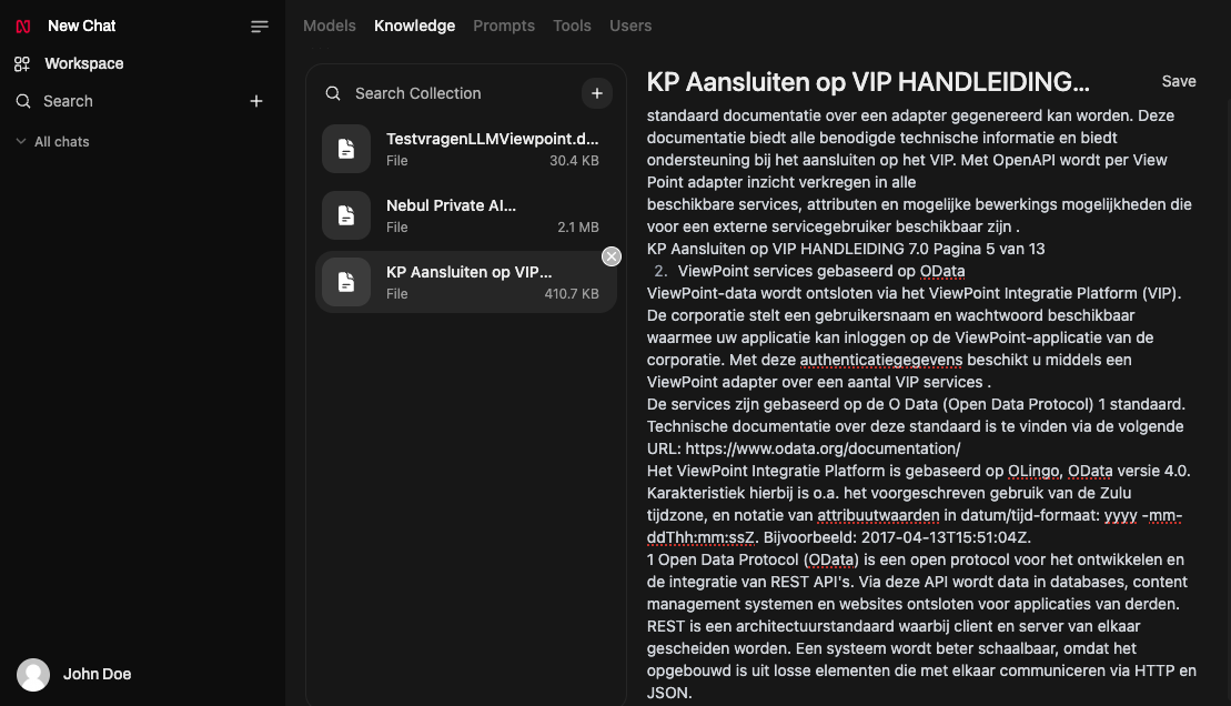 The knowledge collection page